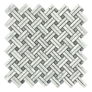 Basketweave Beige White and Grey Marble Stone Mosaic Wall Tile for Bathroom wall Decor