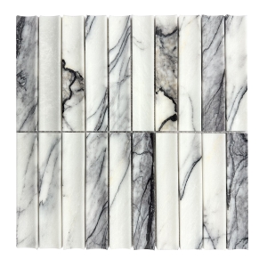 Kitchen Bathroom Wall Backsplash Shower New Design China Factory 3d Curve Fluted Strip Grey Waterjet Marble Mosaic Tile